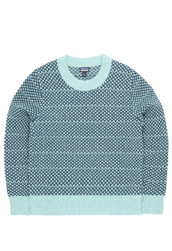 Patagonia Women's Recycled Wool-Blend Crewneck Sweater - Snowdrift: Thermal Blue Solid Color Striped Floral Print