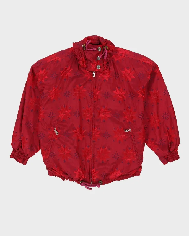00s Maroon Metallic Sports Jacket - L Insulated Jacket Fitted Jacket Loose Jacket