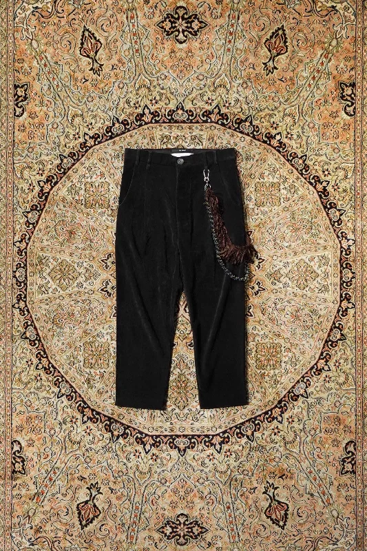Song for the Mute PLEATED TAPERED PANT(BLACK) Elegant High-Waist Pants