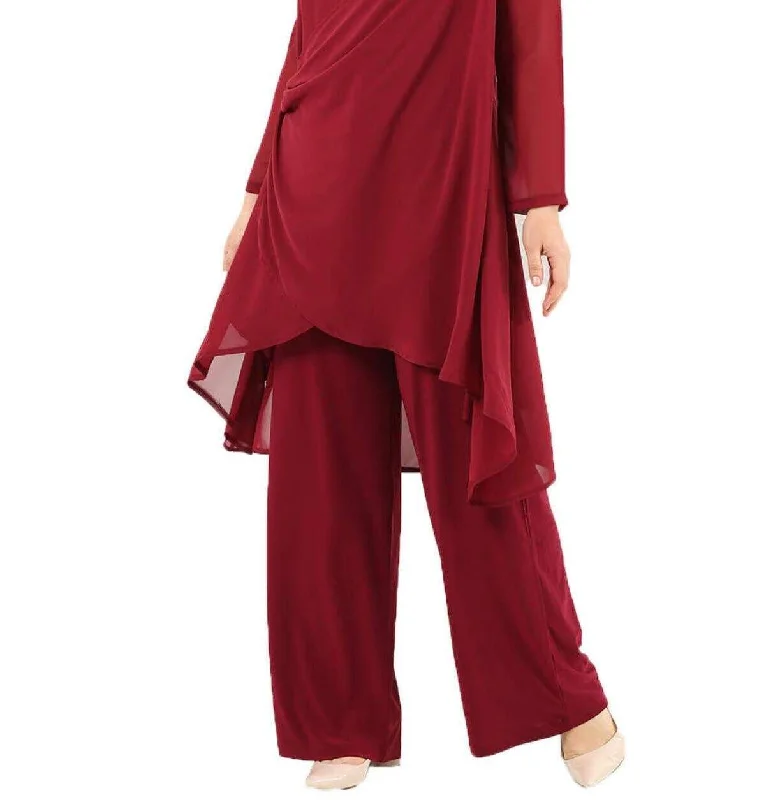 Plus Size Lycra Evening Dress Pants DD94P claret red Sleek Black Pants