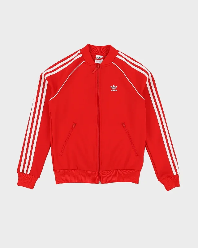 Adidas Red Track Jacket - XS Zippered Jacket Buttoned Jacket Snapped Jacket