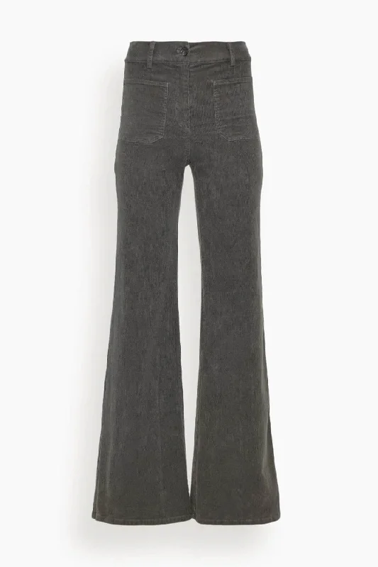 Florence Cord Pant in Vintage Grey Slim Fit Casual Pants