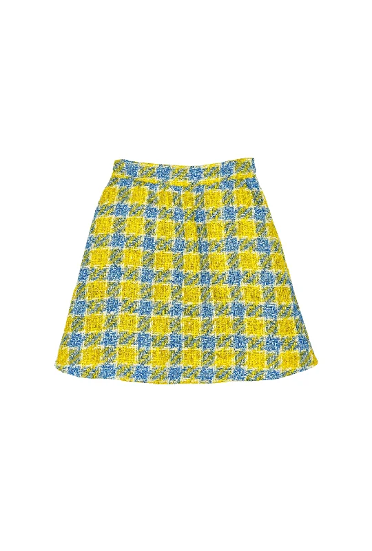 Flat Front MINI Skirt - Plaid Twinkle Tweed denim skirt classic