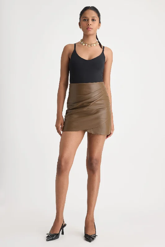 Brown Leather Skirt maxi skirt elegant