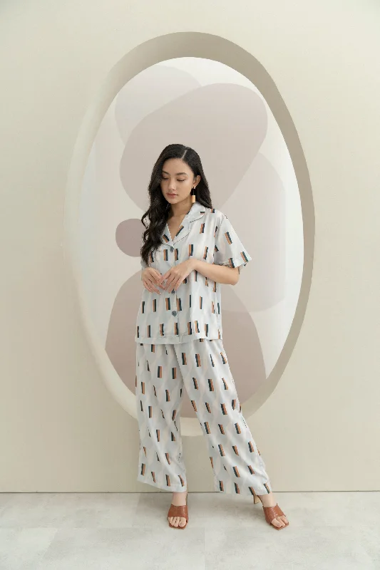 Rectangle Yolk Set Long Pants Comfortable Jogger Trousers