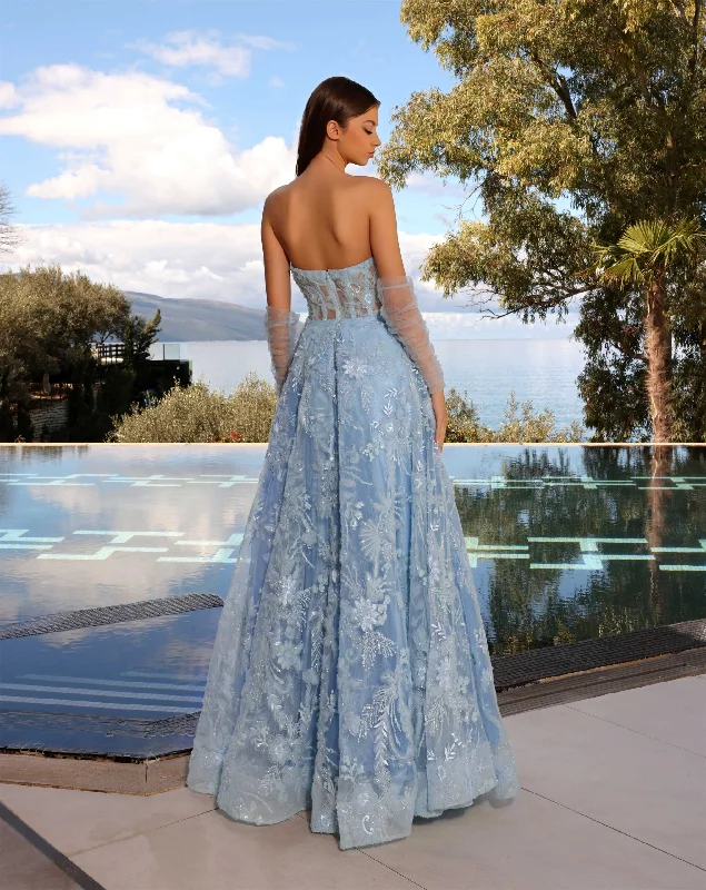 Nicoletta full skirt beaded gown velvet skirt plush