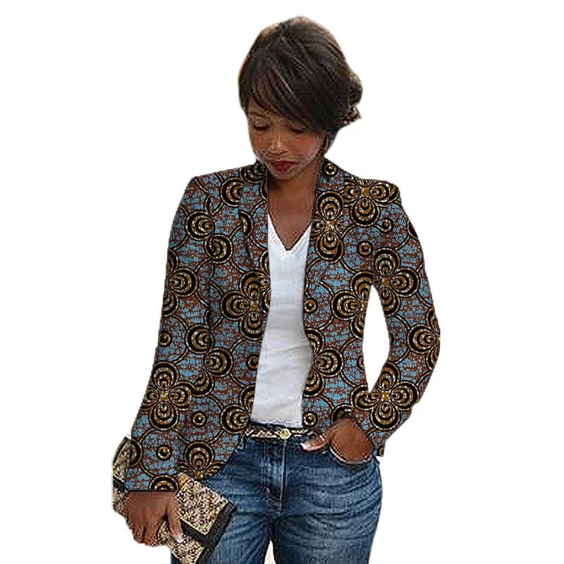 New Print Shawl Collar Suit Jacket Women African Fashion Blazers Ramadan Clothes For Ladies Weddin/Party Outfit Denim Jacket Leather Jacket Suede Jacket