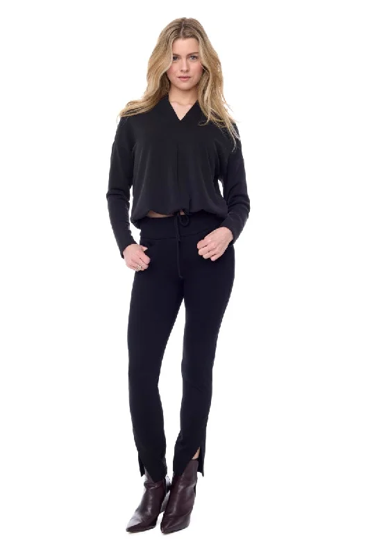 Ponte Slim Slant Vent Ankle Pant in Black 67850UP by UP! Cozy Maternity Pants