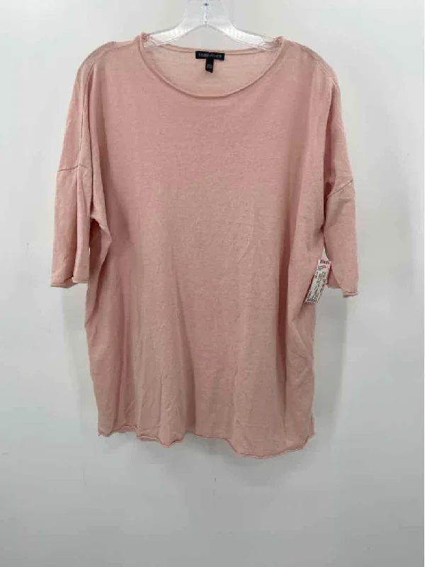 Pre-Owned Eileen Fisher Pink Size Large Short Sleeve Sweater Terry Blend Velvet Blend Canvas Blend Pre-Owned Eileen Fisher Pink Size Large Short Sleeve Sweater Terry Blend Velvet Blend Canvas Blend