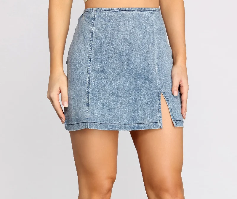 Tis' The Day For Denim Mini Skirt denim skirt fashionable