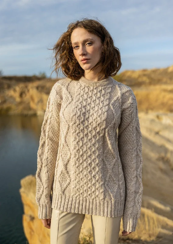 Heavy Weight Aran Sweater | Oatmeal Soft Cozy Warm