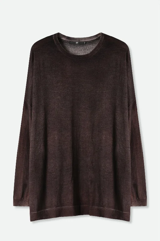 CARENA RELAXED SWEATER IN HAND-DYED CASHMERE Chenille Blend Fleece Blend Nylon Blend