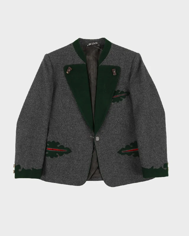 Vintage 1980s Austrian Grey Wool Jacket - S Rayon Fabric Velvet Fabric Corduroy Fabric
