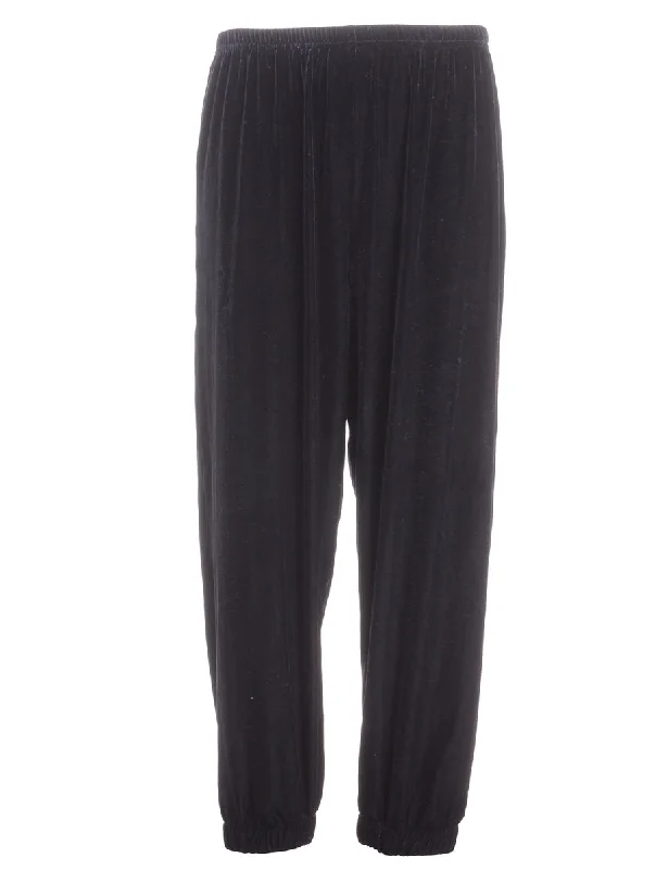Reworked Velvet Track Pants - W26 Chic Faux Leather Pants
