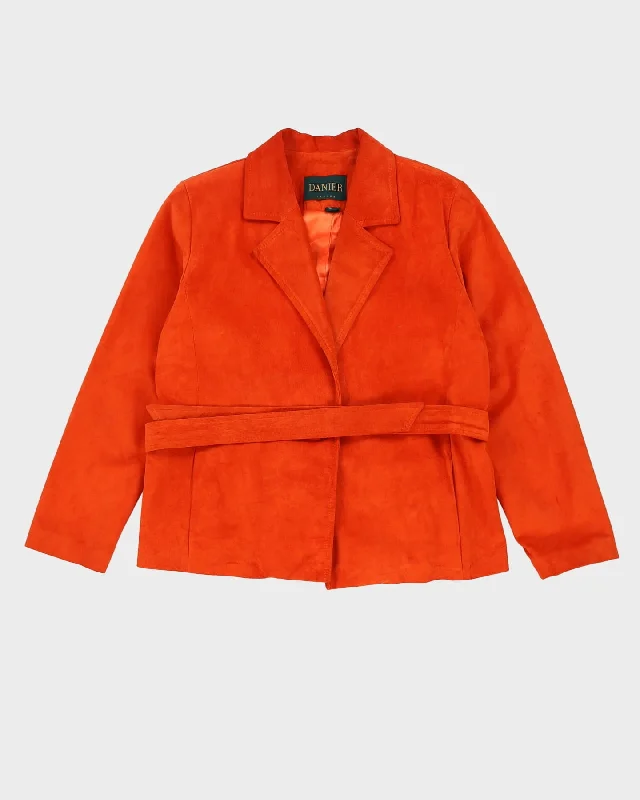 Orange Suede Wrap Style Jacket - M Wool Jacket Cashmere Jacket Tweed Jacket