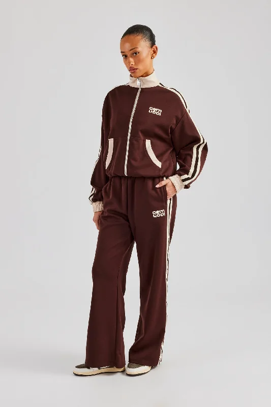 Colour Block Track Jacket & Pant - Chocolate Cozy Lounge Pants