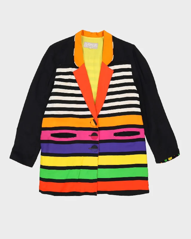 Y2K Black Patterned Blazer Jacket - M / L Nylon Fabric Polyester Fabric Spandex Fabric Y2K Black Patterned Blazer Jacket - M / L Nylon Fabric Polyester Fabric Spandex Fabric