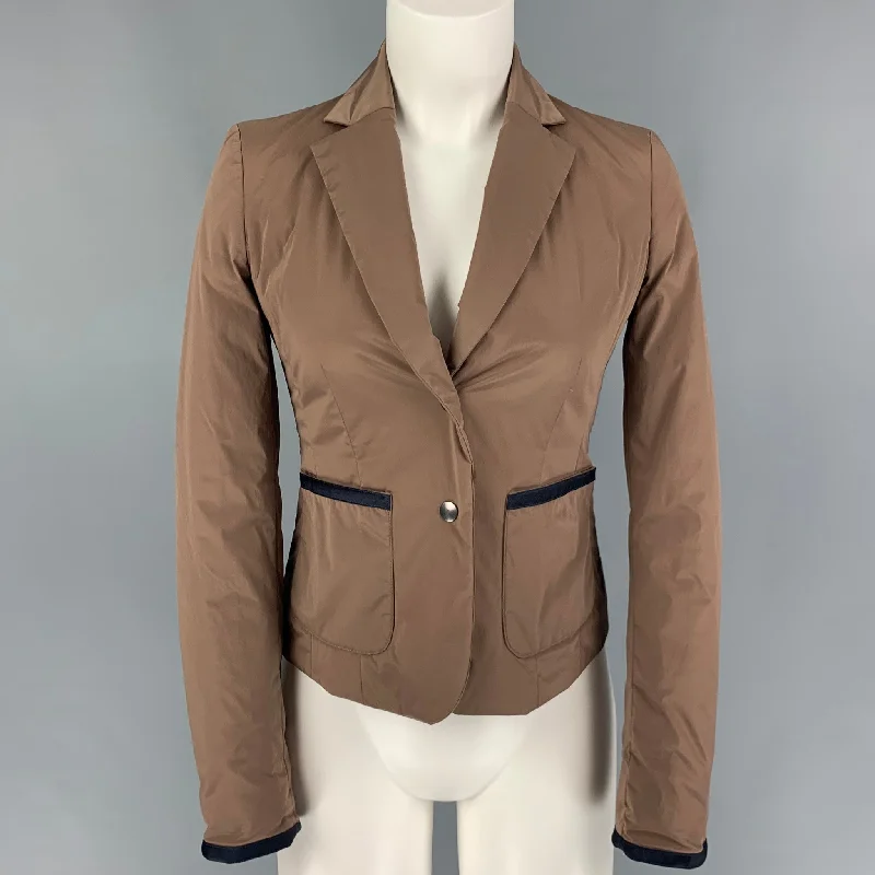 JIL SANDER Size 4 Khaki Polyamide Blend Padded Jacket Blazer Fleece Jacket Down Jacket Feather Jacket