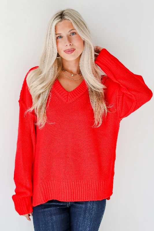 Divine Dream Red Oversized Sweater Chenille Brocade Lace