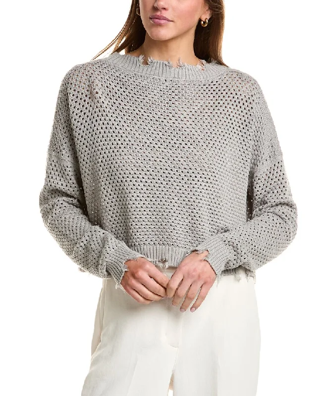 PLANET Pin Dot Cropped Sweater Ribbed Striped Patterned