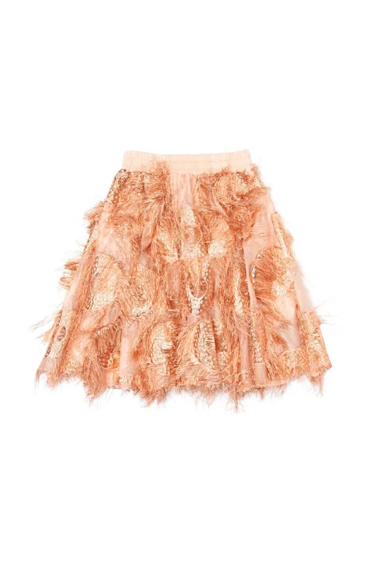 Eyelash Elastic Waist MINI Skirt - Rose Gold wool skirt sturdy