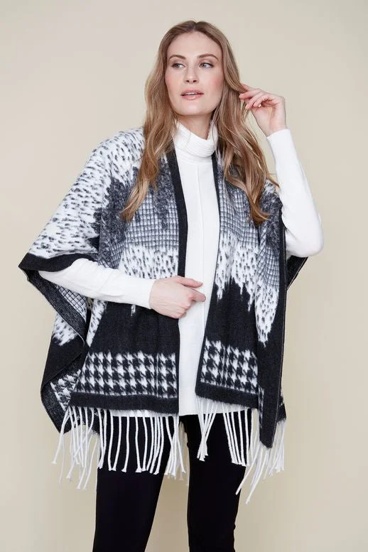 Renuar Knit Sweater Wrap R3877-E3006-BLKCOM Black Combo Casual Formal Business