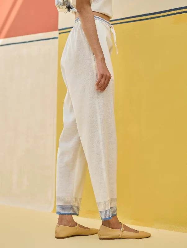 Reya Classic Border Pant - Ivory Trendy Wide-Leg Pants