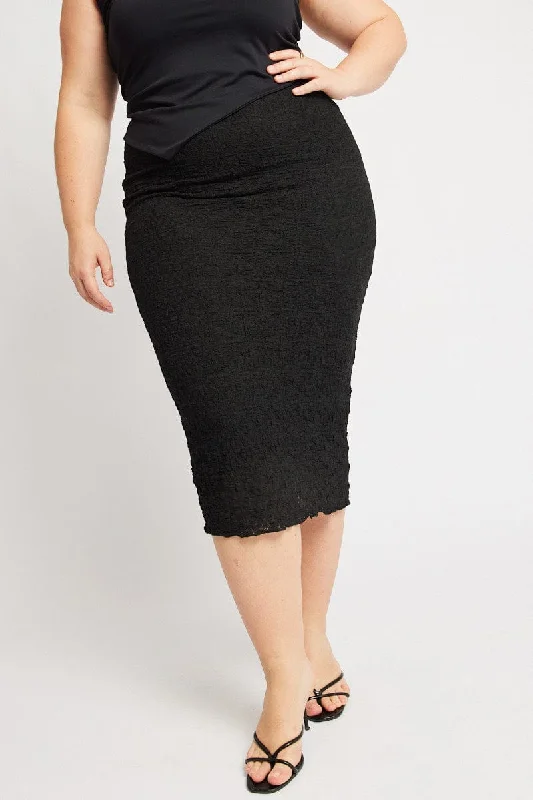 Black Bubble Lace Texture Skirt linen skirt relaxed