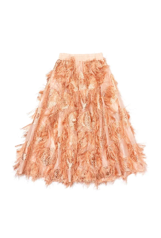 Eyelash Elastic Waist Skirt - Rose Gold satin skirt smooth