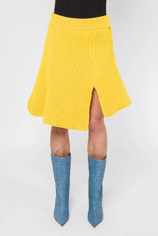 Sacai Knit Skirt in Yellow lace skirt elegant