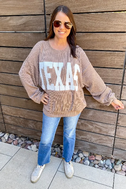 Texas Corduroy Graphic Mocha Sweater Plaid Sweater Polka Dot Checkered