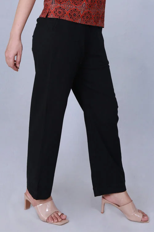 Dharan 'Black Sequins Pant' Handloom Textured Pants Classic Straight Pants