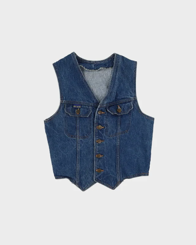 Vintage 80s Big Blue Western Denim Vest Jacket - S Cardigan Sweater Pullover