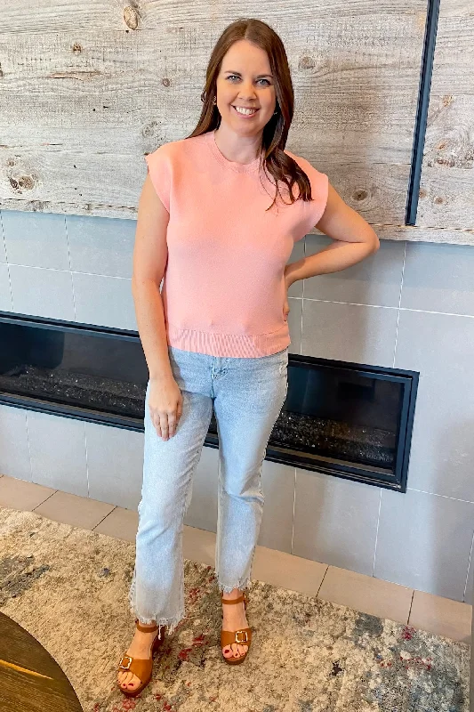 Hold It Down Blush Sweater Top Seamless Knitted Crochet
