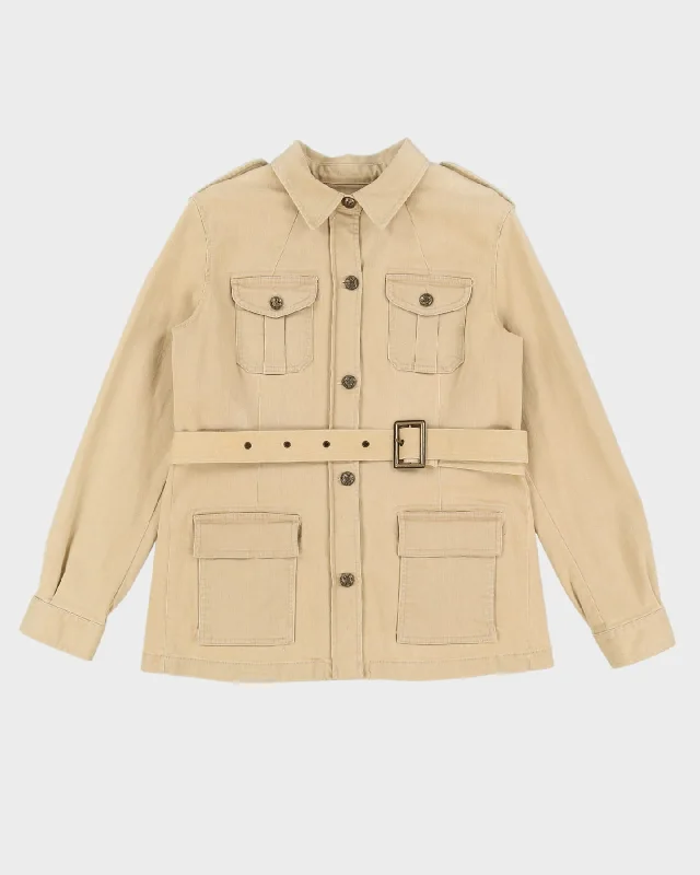 Lauren Ralph Lauren Beige Denim Jacket - S / M Trench Coat Raincoat Waterproof Jacket