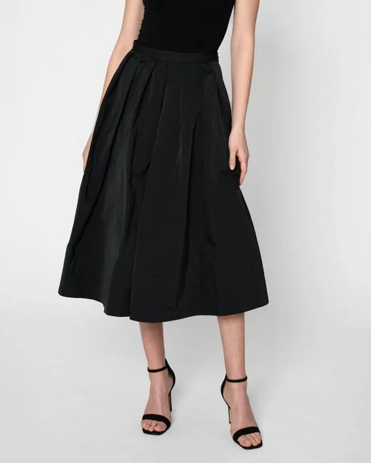 Taffeta a-line midi skirt cashmere skirt rich