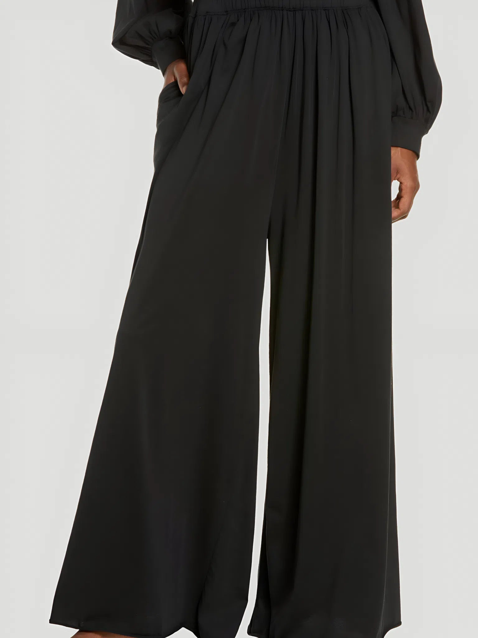 LUNYA Organic Pima Wide Leg Pants Chic Faux Leather Pants