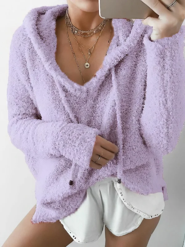 Drawstring Hooded Sweater Elegant Classic Vintage