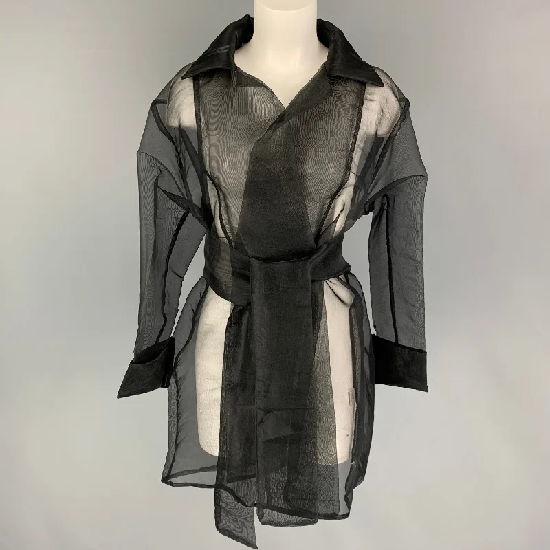 STERLING Size One Size Black Nylon Polyester Open Front Jacket Striped Jacket Polka Dot Jacket Floral Jacket