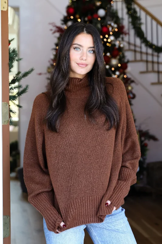 FINAL SALE - Notably Cozy Turtleneck Oversized Sweater - DOORBUSTER Cable Knit Ribbed Knit Lace Knit
