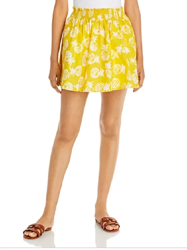 Aqua x Studio 189: Yellow & White Pineapple Mini Skirt lace skirt intricate
