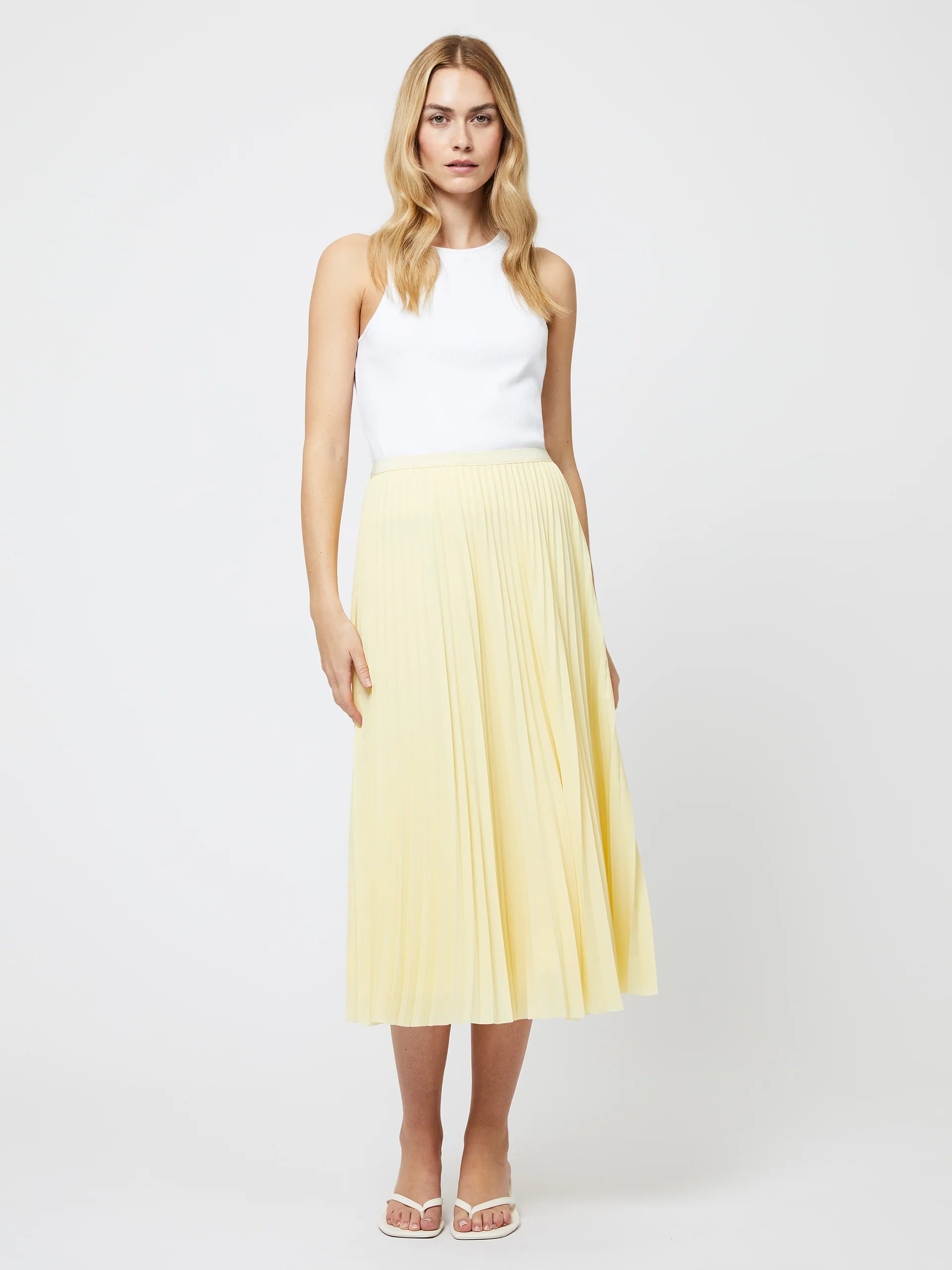 Yellow Sunburst Crepe Skirt leather skirt bold