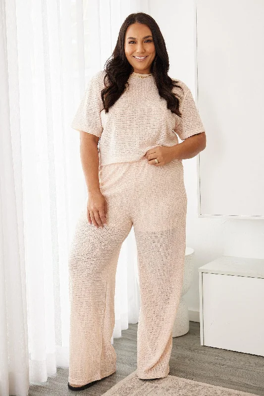Leondra Pants - Vanilla Trendy High-Waist Trousers