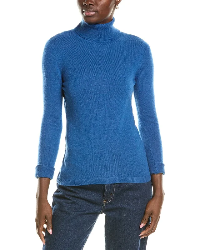 Forte Cashmere Turtleneck Cashmere Sweater Seamless Knitted Crochet
