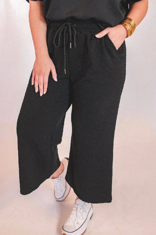 Time To Travel Textured Pants Chic Wool Trousers