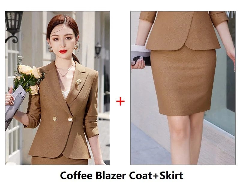 Khaki Skirt Suits