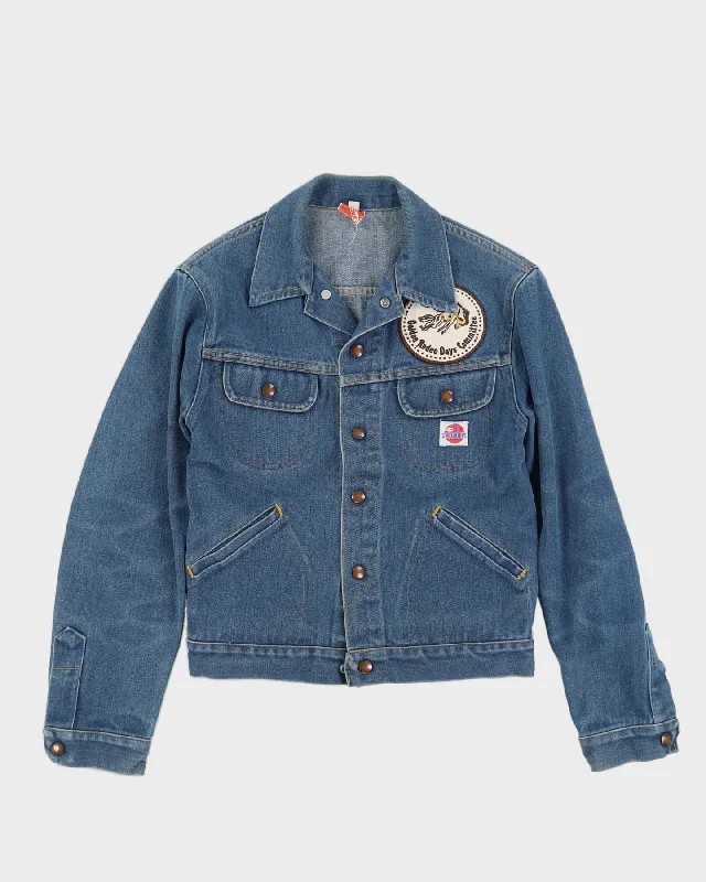 Vintage 80s GWG Golden Rodeo Days Blue Denim Jacket - M One-Shoulder Jacket Off-the-Shoulder Jacket Asymmetrical Jacket