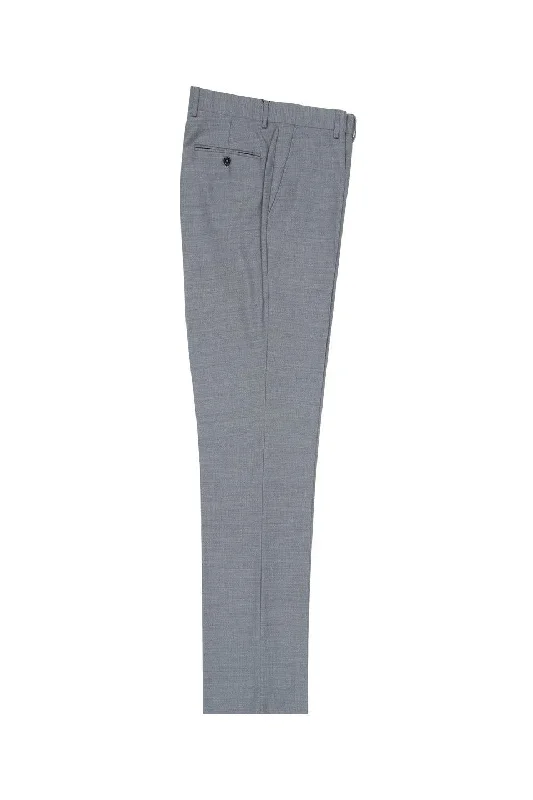 Light Gray Flat Front Wool Dress Pant Formal Linen Trousers