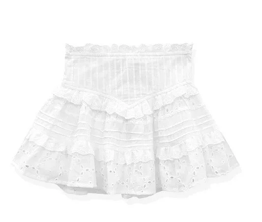 Katie J JUNIOR Willow Skirt WHITE flowy skirt hem