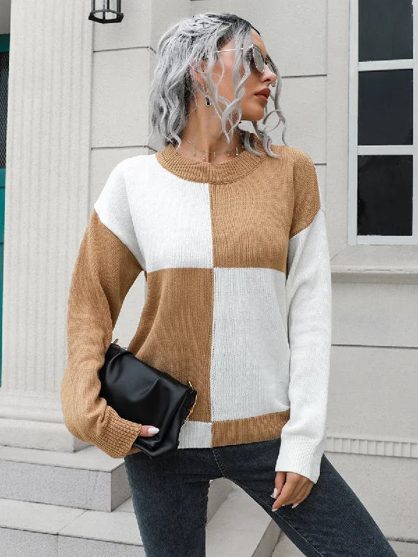 Contrast Drop Shoulder Sweater Lace Blend Ribbed Blend Corduroy Blend
